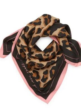 Kate Spade NIP Leopard Print Pink-Trim Square Scarf - Women Accessories